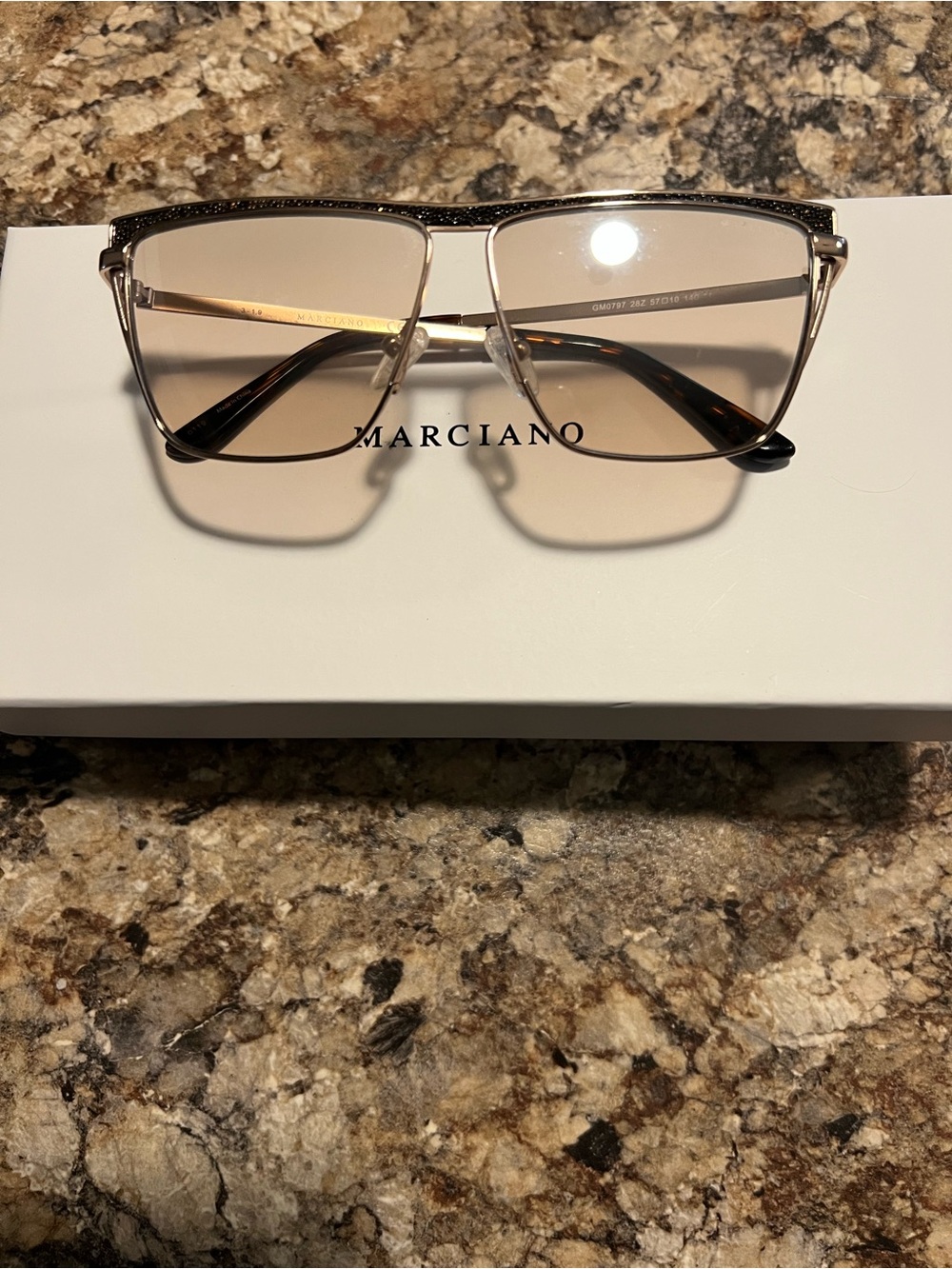 Marciano Gold and Tortoiseshell Square Sunglasses